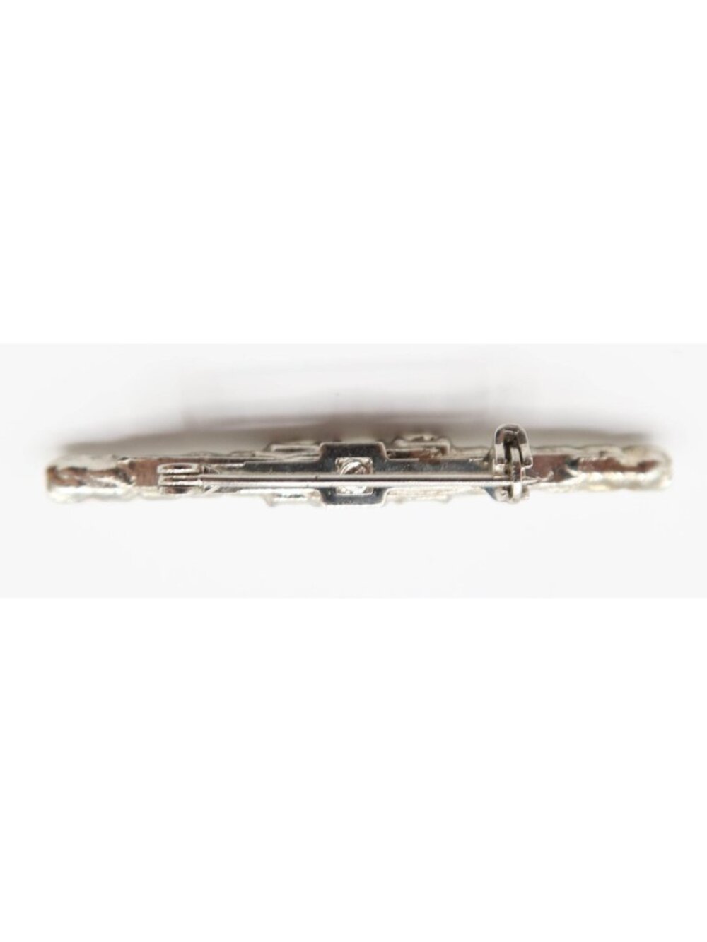 Vintage Silver Tone Graduated Rhinestone Bar Brooch Pin Unsigned 1.75" - Picture 4 of 4